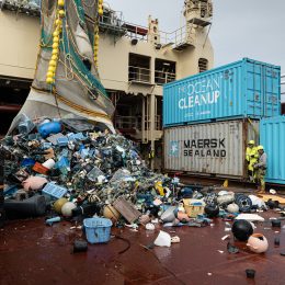 System 002 extraction zone emptied on deck, Great Pacific Garbage Patch, ocean plastic pollution, save oceans, help clean oceans,